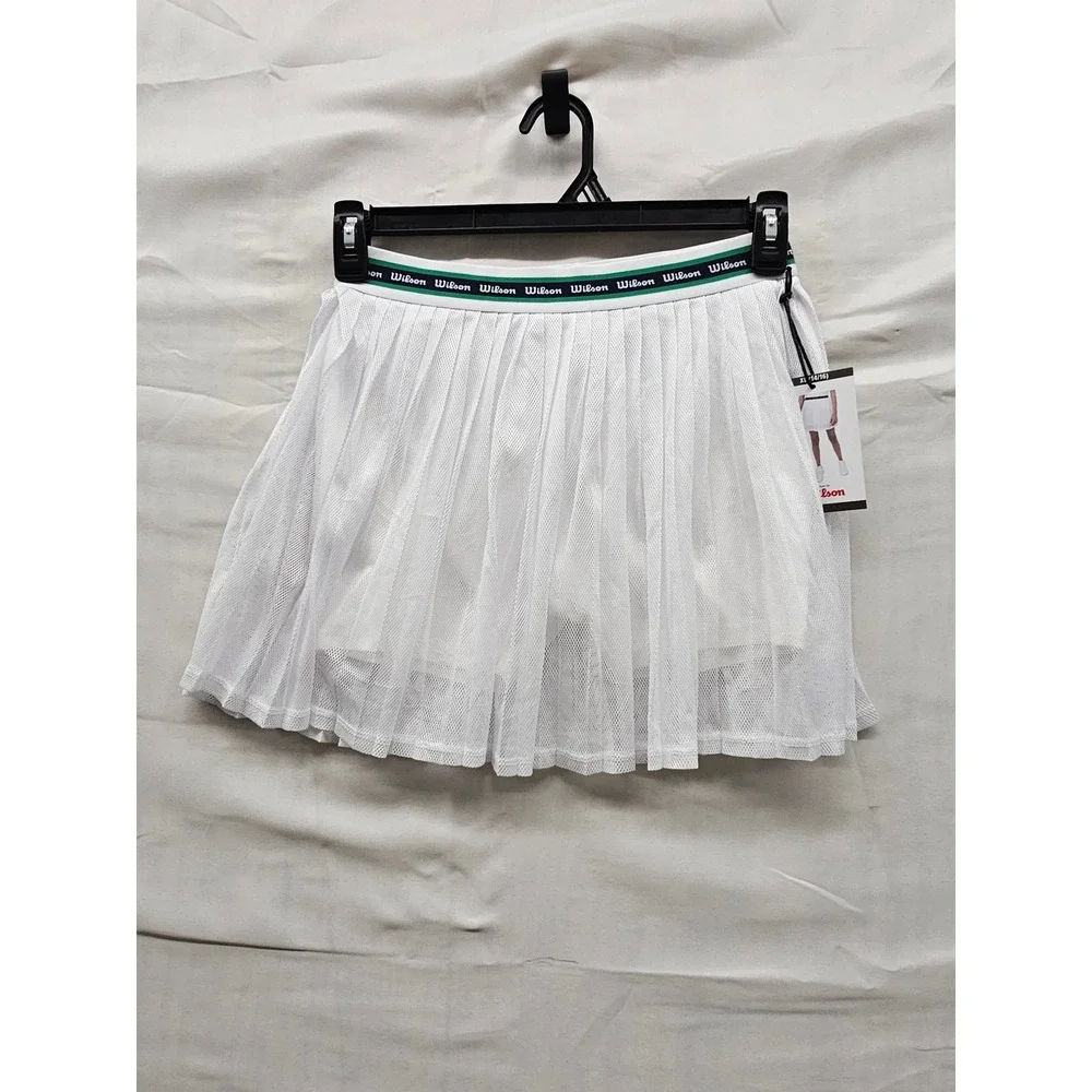 Wilson Girls Pleated Tennis Skort White Polyester Blend Athletic Size XL